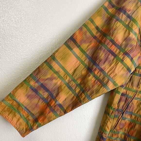 MYCRA PAC One Designer Orange Rain Jacket Coat Striped Zip Up Womens Petite - Picture 5 of 7